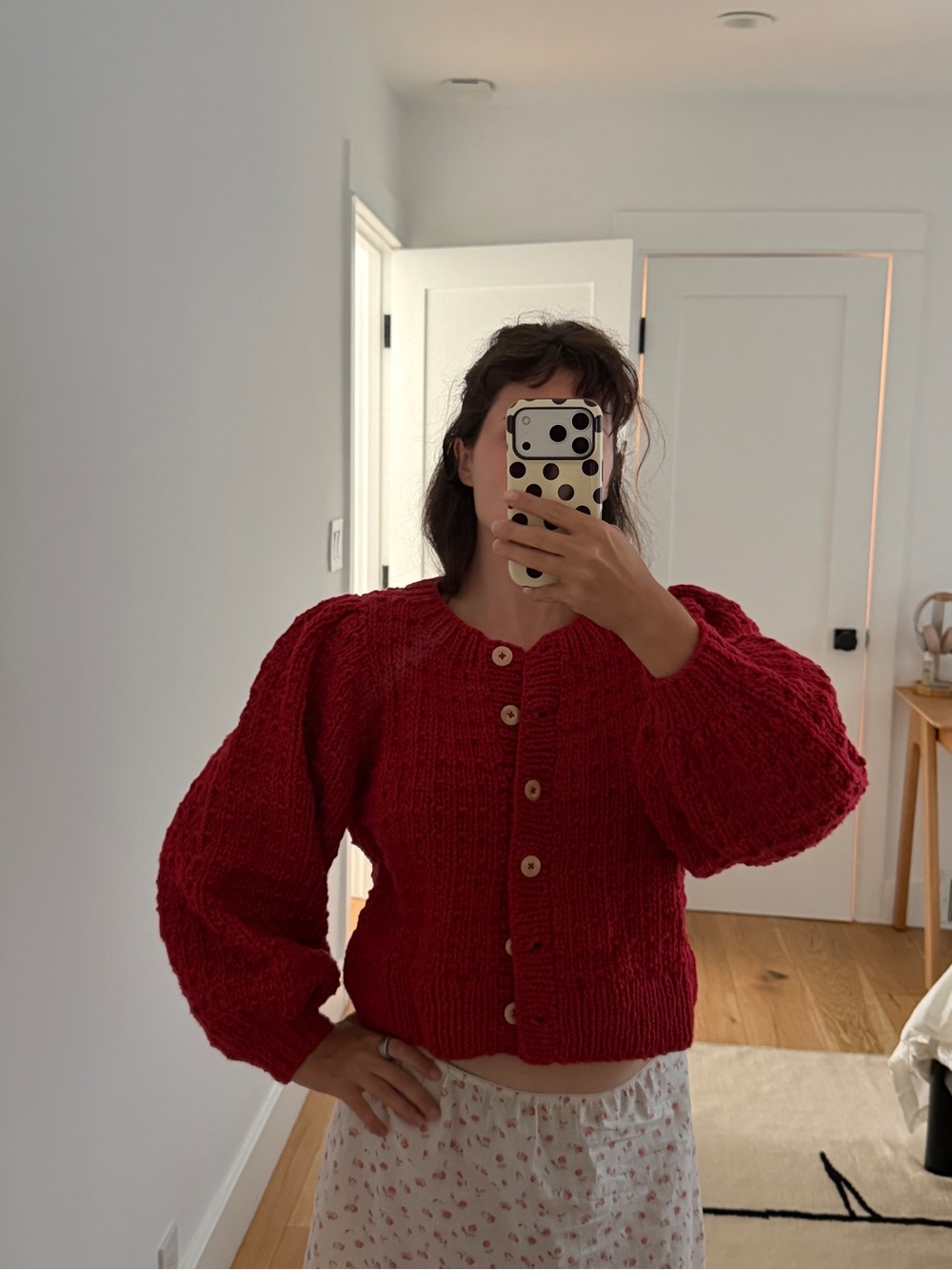 Christy Dawn Red Chunky Knit Button-Front Cardigan